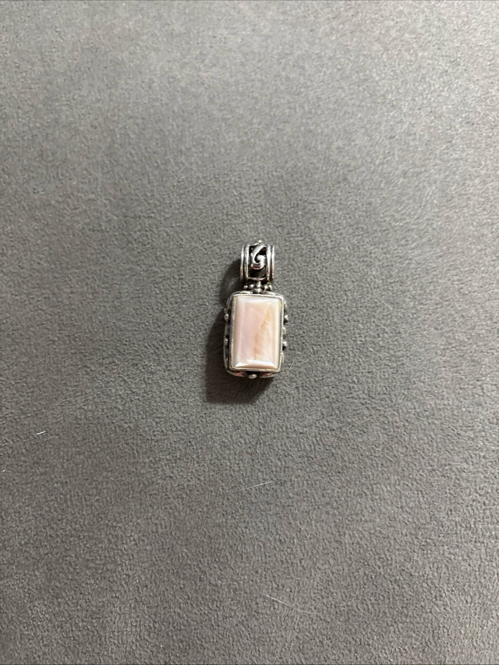 1 3/8" Sterling Silver Pendant Pink Mother of Pearl  925 Rectangle Lrge Bail 10g